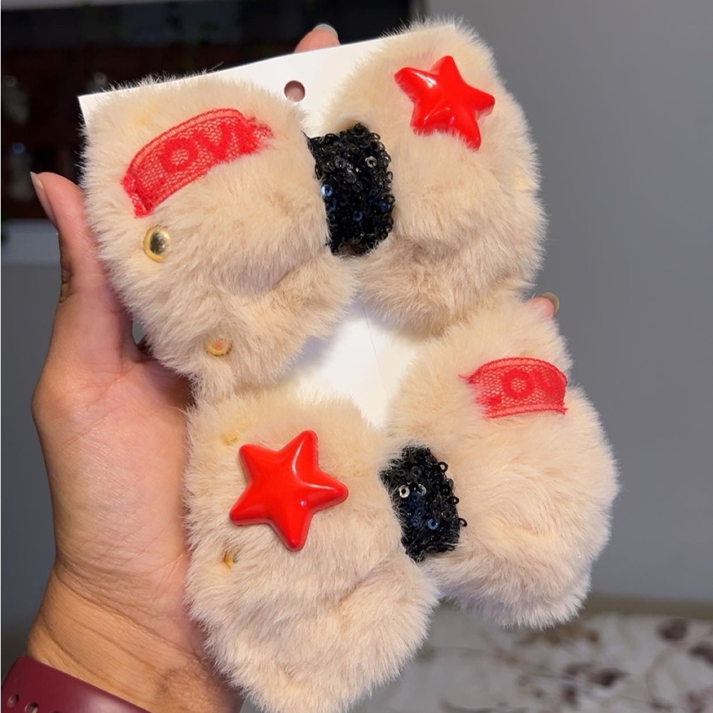 Fuzzy Star Hair Clips for Kids